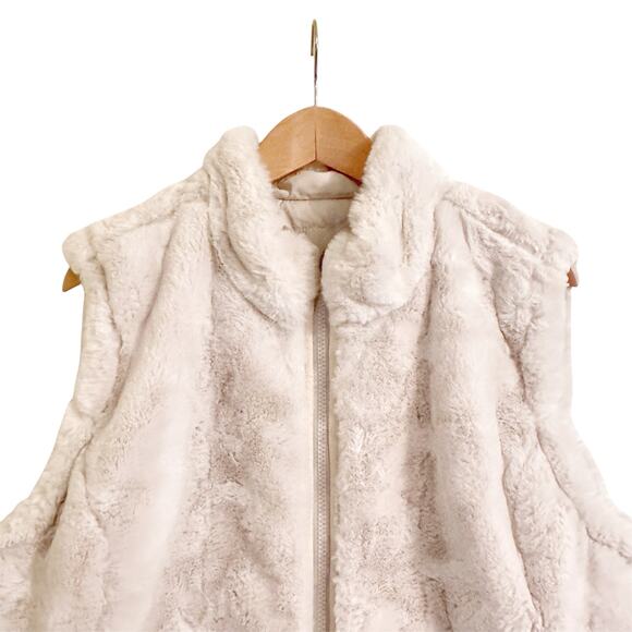 Nicole Miller Originals Faux Fur Reversible Vest XXL Ivory/Off White  PLUS - Picture 3 of 8